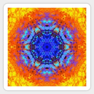 Digital Mandala Blue Orange and Yellow Sticker